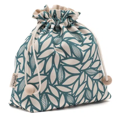 Gyllstad Blue Bladverk Petrol Drawstring Wash Bag