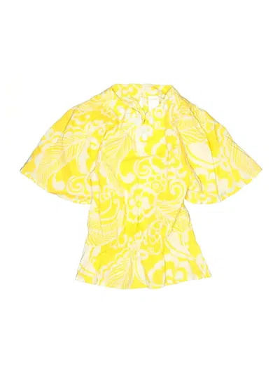 Pre-owned Gymboree Kids' 3/4 Sleeve Top Yellow Plunge Neckline Tops