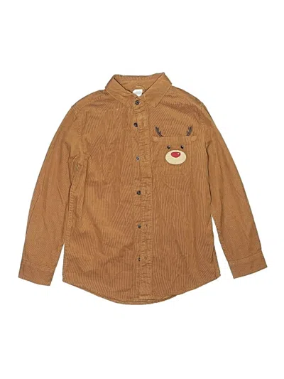Pre-owned Gymboree Kids' Long Sleeve Button Down Shirt In Brown