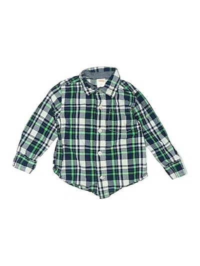 Pre-owned Gymboree Kids' Long Sleeve Button Down Shirt In Green