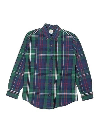 Pre-owned Gymboree Kids' Long Sleeve Button Down Shirt In Green