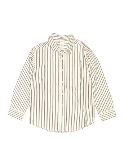 Pre-owned Gymboree Kids' Long Sleeve Button Down Shirt In Ivory