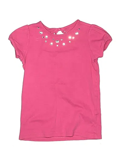 Pre-owned Gymboree Kids' Short Sleeve Top Pink Stars Pattern Keyhole Neckline Tops