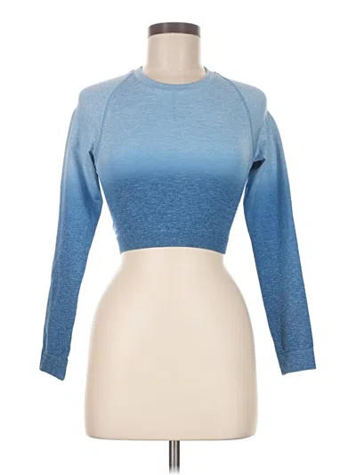 Pre-owned Gymshark 3/4 Sleeve T-shirt In Blue