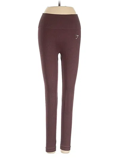 Pre-owned Gymshark Active Pants In Burgundy