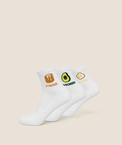 Gymshark Breakfast Graphic Midi Socks 3pk In White