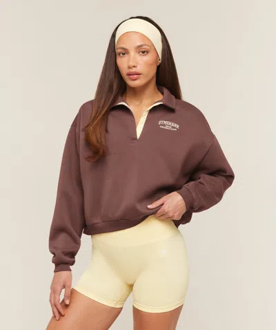 Gymshark Cosy Luxe Campus Polo Sweatshirt In Brown