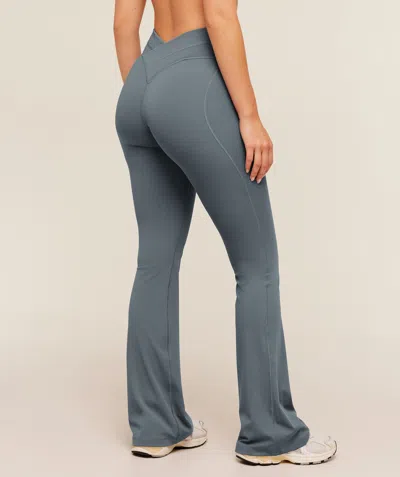 Gymshark Crossover Back Flared Leggings In Gray
