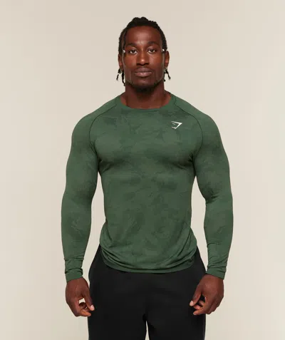 Gymshark Geo Seamless Long Sleeve T-shirt In Green
