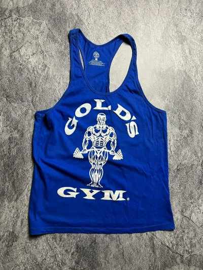 Pre-owned Gymshark Gold's Gym Bodybuilding Fitness California Training Tank Tee In Blue