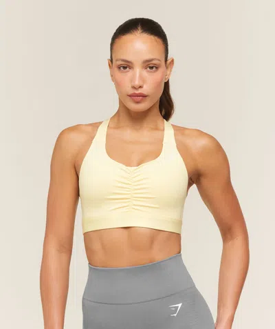 Gymshark High Support Ruched Sports Bra In Yellow