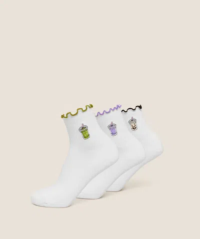 Gymshark Hydration Graphic Midi Frill Socks 3pk In White