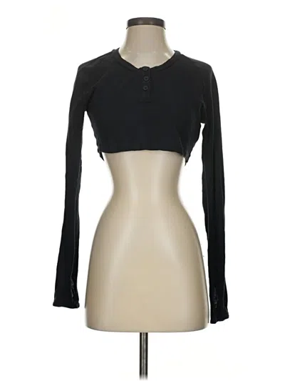 Pre-owned Gymshark Long Sleeve Top Black Keyhole Neckline Tops