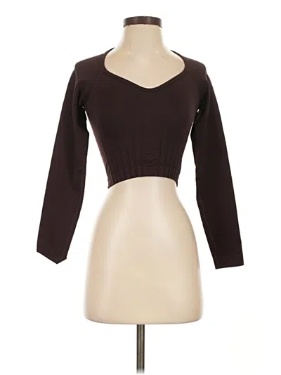 Pre-owned Gymshark Long Sleeve Top Brown Sweetheart Neckline Tops