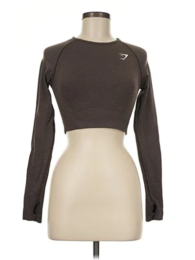 Pre-owned Gymshark Long Sleeve Top Brown Turtleneck Tops