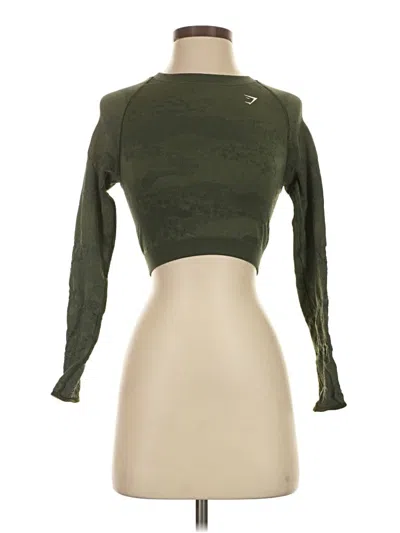 Pre-owned Gymshark Long Sleeve Top Green Boatneck Tops