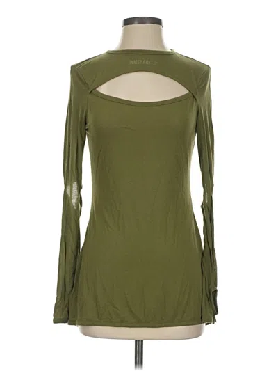 Pre-owned Gymshark Long Sleeve Top Green Keyhole Neckline Tops