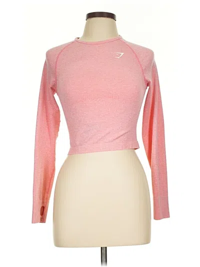 Pre-owned Gymshark Long Sleeve Top Pink Crew Neck Tops