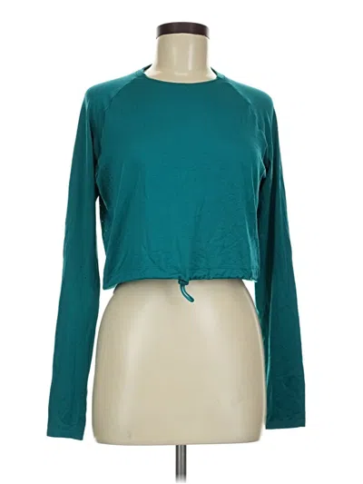 Pre-owned Gymshark Long Sleeve Top Teal Keyhole Neckline Tops