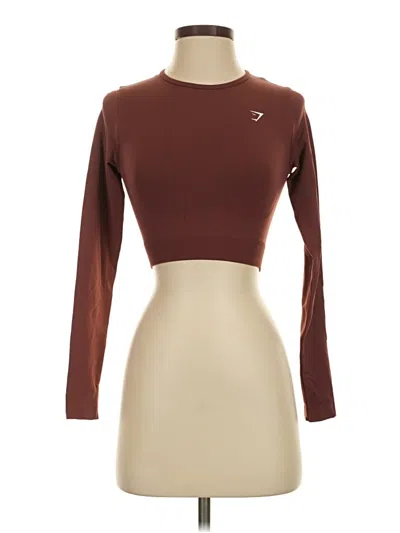Pre-owned Gymshark Long Sleeve T-shirt In Brown