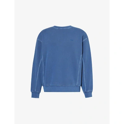 Gymshark Everywear Comfort Logo-embossed Cotton-jersey Sweatshirt In Ash Blue/pgmnt Garm D+w