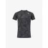 Gymshark Geo Seamless Logo-embroidered Recycled Polyester-blend T-shirt In Black/charcoal Grey