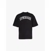 Gymshark Mens Gs Black Collegiate Brand Print Relaxed Fit Cotton-jersey T-shirt In Gs Black