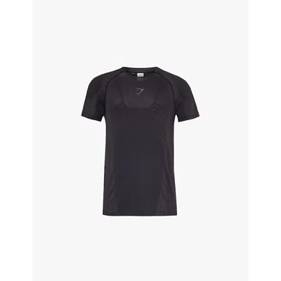 Gymshark Apex Seamless Brand Print Woven Slim Fit T-shirt In Gs Black/gs Dark Grey
