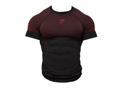 Pre-owned Gymshark Men's  Onyx 5.0 Seamless T-shirt In Black/carmine Red
