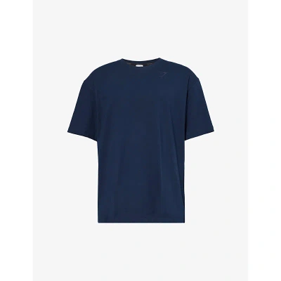 Gymshark Mens Navy Power Logo-print Stretch-cotton T-shirt