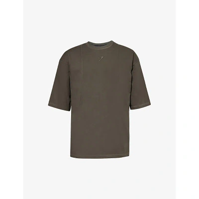 Gymshark Mens Strength Green Premium Lifting Logo-embroidered Cotton-jersey T-shirt