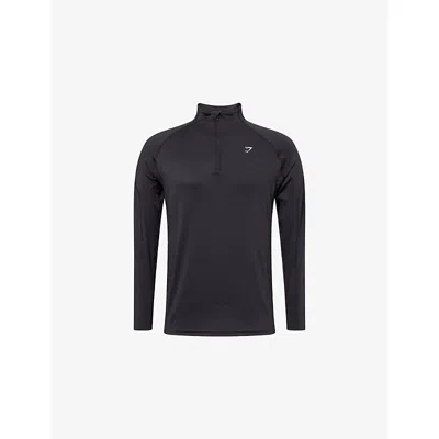 Gymshark Mens Black Performance Quarter Zip Stretch-woven Top Xl