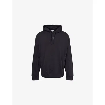 Gymshark Mens Black Power Oversized-fit Cotton-jersey Hoody Xxl