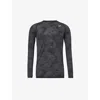 Gymshark Geo Seamless Logo-print Recycled Polyester-blend T-shirt In Black/charcoal Grey