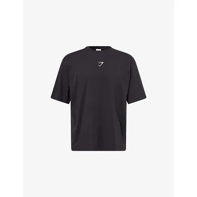 Gymshark Mens Black/enrgy Gelato Grn Power Oversized-fit Cotton-jersey T-shirt Xl