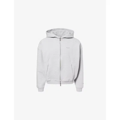 Gymshark Mens Training Evolved Zip-up Cotton-blend Hoody Bros Soft Grey Marl In Gray