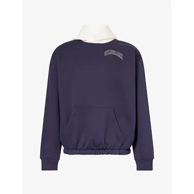 Gymshark Mens Collegiate Tech Oversized-fit Cotton-blend Hoody Gs Heavy Blue