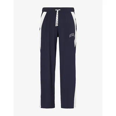 Gymshark Mens Collegiate Tech Relaxed-fit Stretch-jersey Jogging Bottoms Gs Heavy Blue Xs