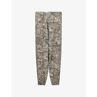 Gymshark Mens Grey Pumper Abstract-print Cotton-poplin Trousers
