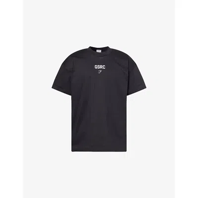 Gymshark Mens Gs Black Gsrc Oversized-fit Cotton T-shirt Xxl