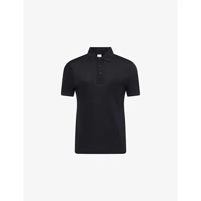Gymshark Mens Gs Black Logo-embroidered Cotton-blend Polo Shirt