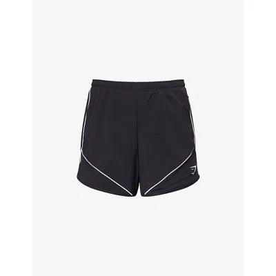 Gymshark Mens Gs Black Retro Embroidered-logo Stretch-nylon Shorts