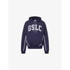 Gymshark Mens Gs Heavy Blue Collegiate Embroidered Logo-text Cotton-blend Hoody Xl In Blue