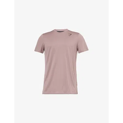 Gymshark Mens Gs Powder Mauve Run Club Logo-print Woven T-shirt