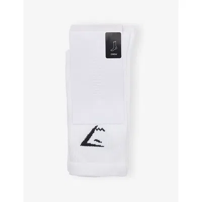 Gymshark Mens Gs White Crew Pack-of-three Cotton-blend Socks