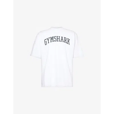 Gymshark Mens Collegiate Logo-print Oversized Cotton-jersey T-shirt Gs White