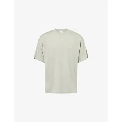 Gymshark Mens Haze Green/ Sorbet Ellow Condition Club Oversize Stretch-jersey T-shirt Xs In Gray