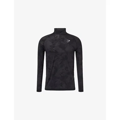 Gymshark Mens  Geo Seamless High-neck Woven Top In Black