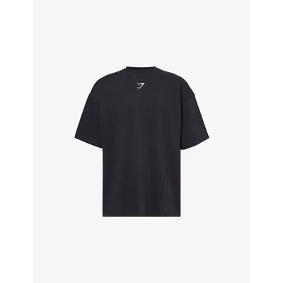 Gymshark Mens  Lifting Club Brand-print Cotton-jersey T-shirt In Gs Black/gs Dolly Pink
