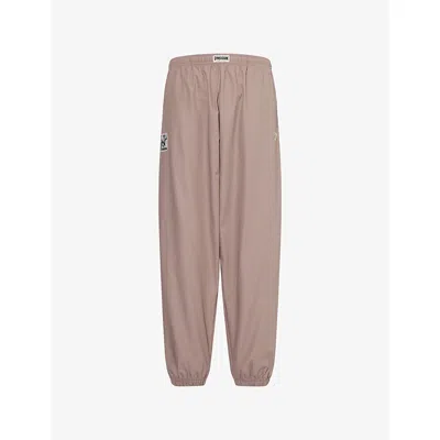 Gymshark Mens Pumper Logo-embroidered Oversized Cotton Trousers Brown